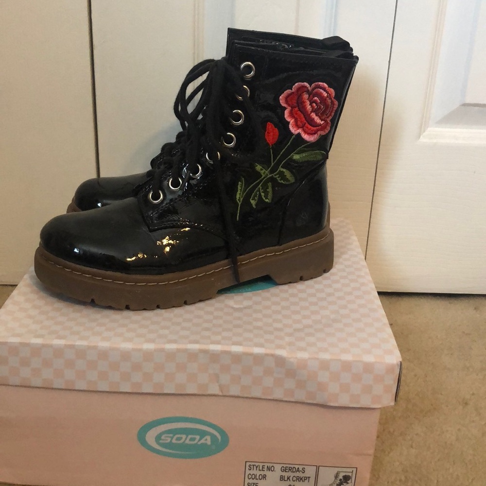 Embroidered Combat Boot
